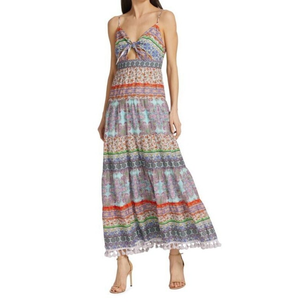 NWT. $595 Alice + Olivia Minka Tie Front Maxi Dress Sz 8 - Picture 2 of 12